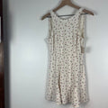 Free People Floral Ribbed Mini Dress Ivory Purple Daisy Trim NWT Women's Medium