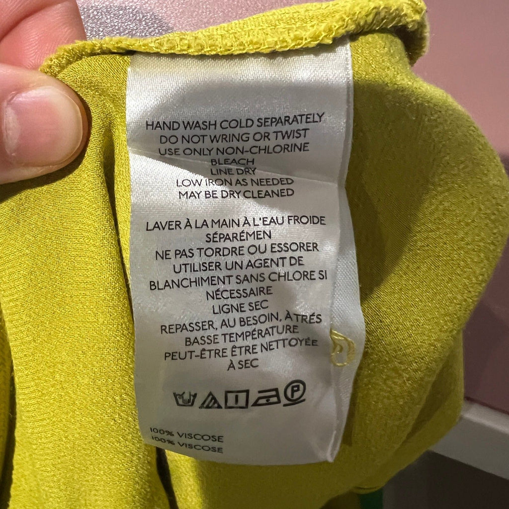 Anthropologie One-Shoulder Scarf Draped Halter Blouse Chartreuse Size Large NWOT