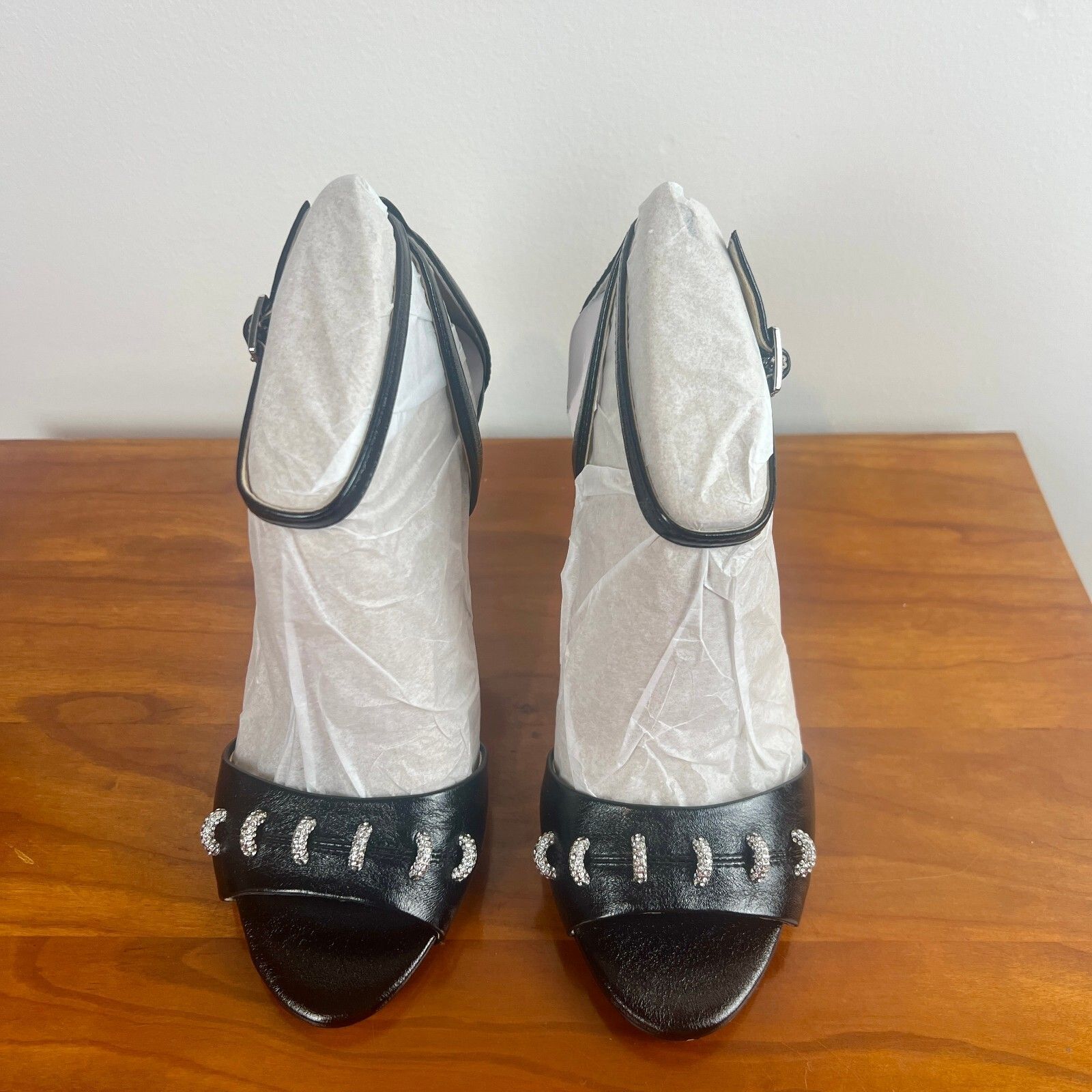 Jessica Simpson Juminee Black Rhinestone Stiletto Sandals Size 6 NWT