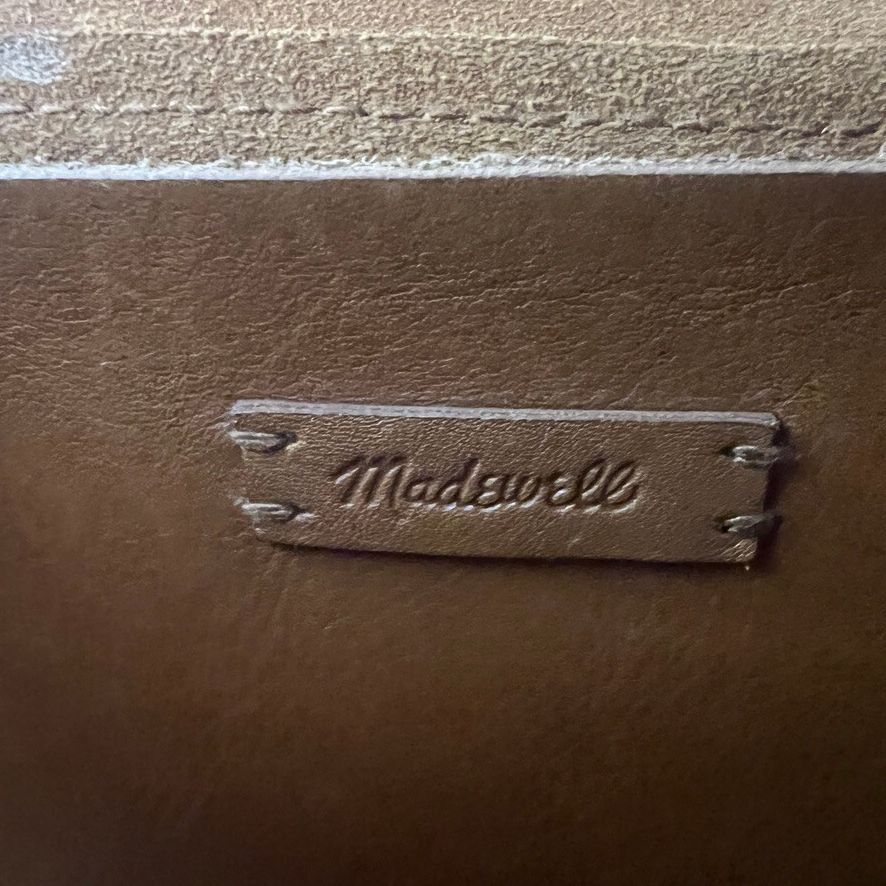 Madewell Vintage Brown Leather Crossbody Bag Brass Clasp Shoulder Purse