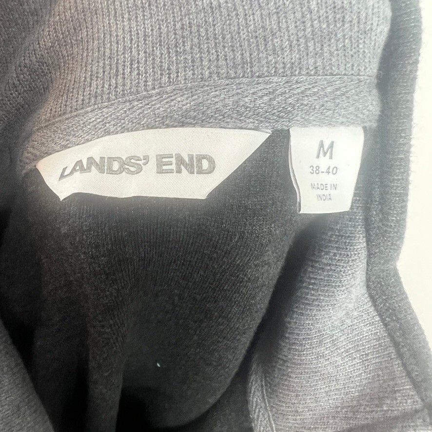 Lands' End Men's Quarter Zip Sweater Pullover Gray Cotton Blend Size Medium